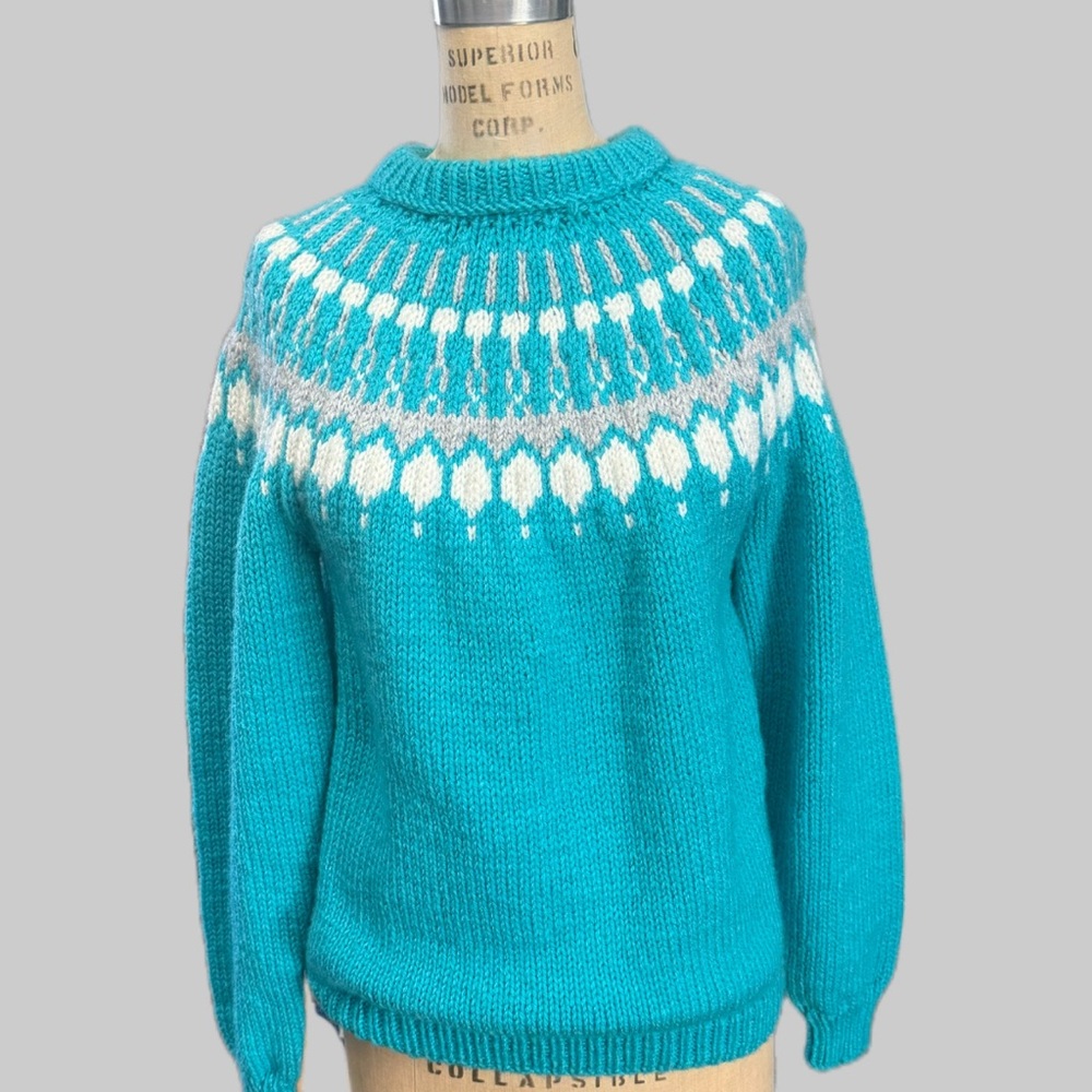 Nordic Blue and White Crew Neck Sweater